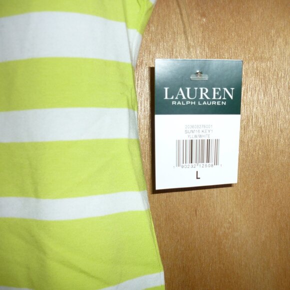 Lauren Ralph Lauren Size Large NWT Stripe Cotton Blend Knit Top - Picture 13 of 15